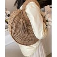 thumbnail image 3 of Kukuzhu Summer Beach Straw Handbag Hand-Woven Tassel Trendy Round Tote Bag Purse for Women Girls, 3 of 6