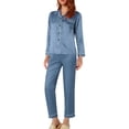 thumbnail image 2 of Ensemble de Pyjama en Satin Long pour Femmes Coupe Ample M-5TG, 2 of 9