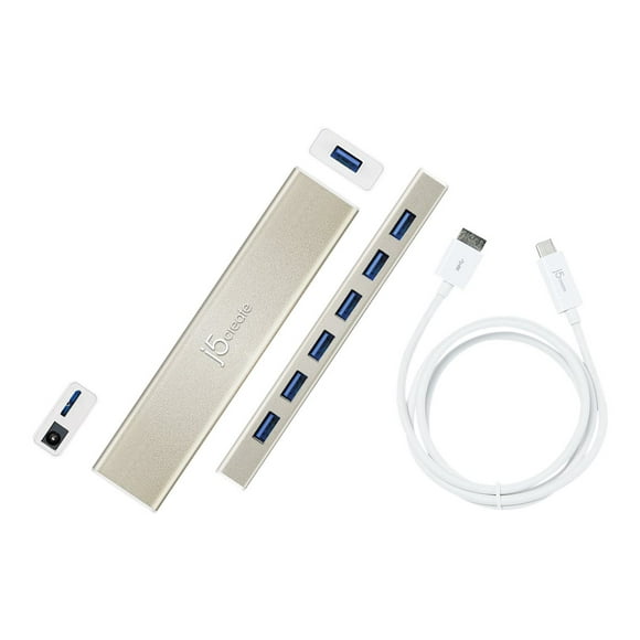 j5create usb-c 7- port hub- 7 usb 3.0 ports | usb 2.0 and usb 1.0 compatible | fast charging 2.4a | usb bus powered | dc bus powered | compatible with windows, macos x, and linux os