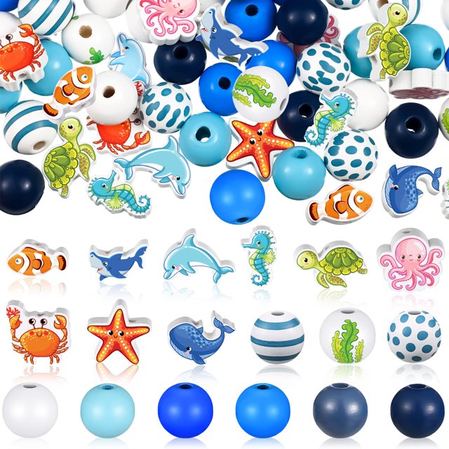 Craft Beads Glenmal, 200 unidades, madera con temática oceánica, 16-20 mm