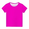thumbnail image 3 of XMMSWDLA Girls’ Basic Cotton Tee‌ Girls Shirts Short Sleeve Shirt for Girls Soft Cotton Tees Kids Tshirts Clothes Summer Tops T-Shirt Hot Pink Crew Neck T-Shirt‌, 3 of 5