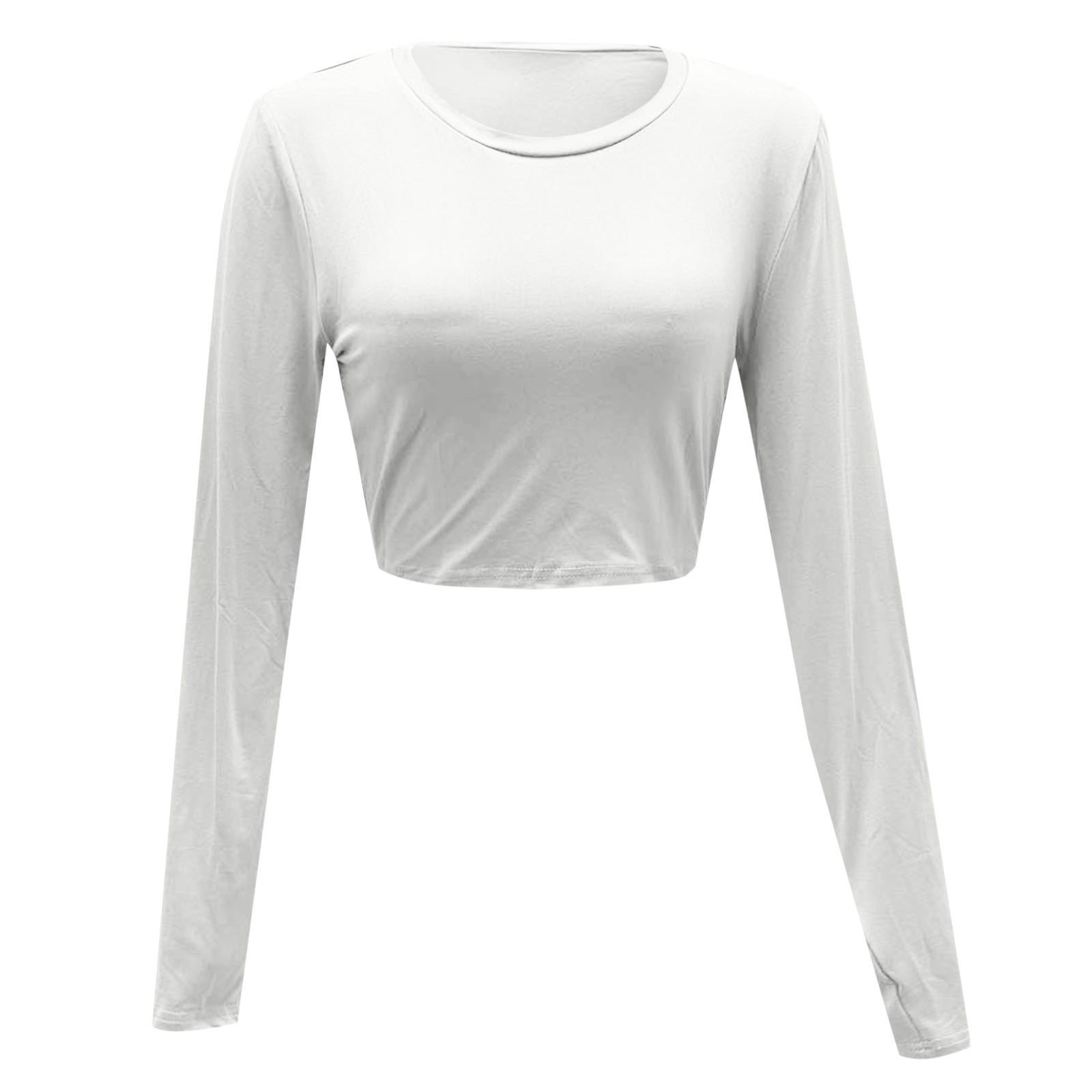★★Adairs★★ lip crop tee white IJ7804 Riforla Women's Sexy Long Sleeve Crop Top 2024 Crew Neck