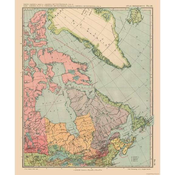 Historic Map - Greenland Denmark Canada - Streit 1913 - 23 x 27.67 - Vintage Wall Art