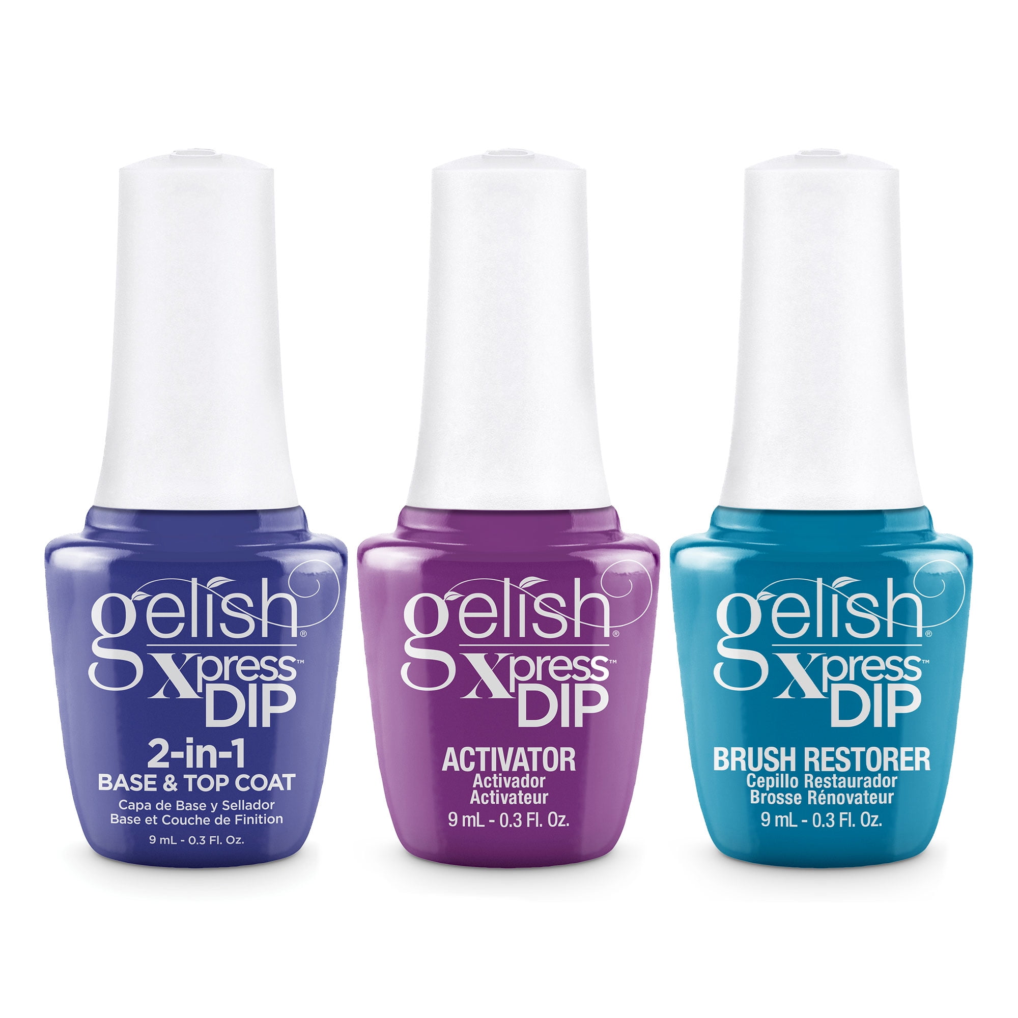 Gelish Xpress Dip 2 in 1 Base and Top Coat, Activator, & Brush Restorer