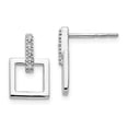 thumbnail image 1 of 925 Sterling Silver Diamond Square Drop Dangle Earrings, 1 of 7