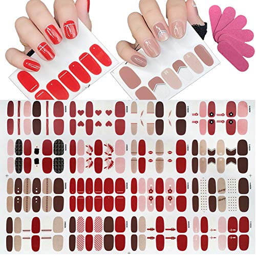 16 Sheets Nail Wraps Nail Polish Sticker Self Adhesive Nail Decals Strips With 6 Pieces Nail File For Women Girls Diy Nail Art Decoration Walmart Com Walmart Com