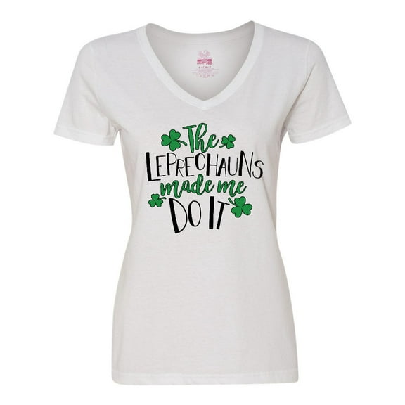 Inktastic St. Patrick's Day the Leprechauns Made Me Do It Women's V-Neck T-Shirt