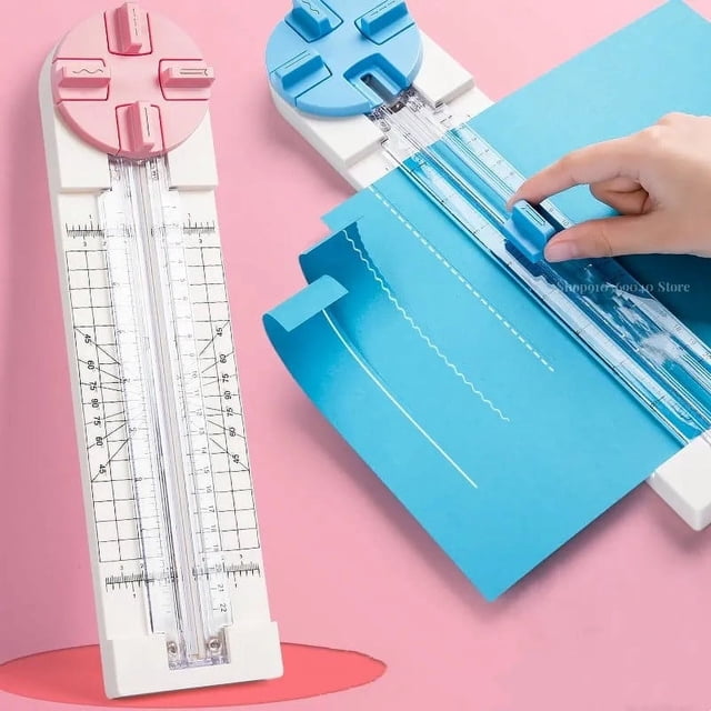 Cortador de papel 4 en 1 para líneas rectas, discontinuas, curvas y con pliegues - Recortador manual de fotos y papel de manualidades para scrapbooking, creación de tarjetas, papelería y proyectos
