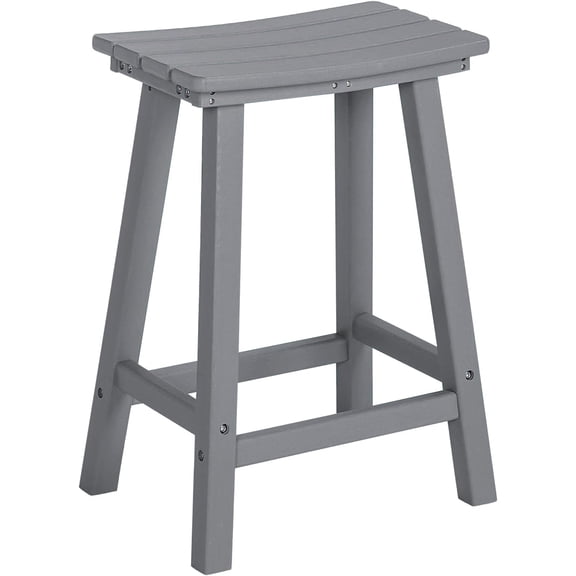 NALONE 24 Inch Outdoor Bar Stool, HDPE Bar Chairs with Footrest, Weather Resistant Waterproof Bar Stools Outside Bar Height Stools for Bar, Kitchen Counter, Yard, Balcony (Grey, 24'' Barstools)