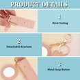 thumbnail image 5 of 2pcs PU Leather Lipstick Sleeves with Round Mirror Portable Lipstick Keychain Holder Snap-On Lip Balm Organizer Case Mini Travel Lipstick Cosmetics Holder for Women Ladies Pink, 5 of 9