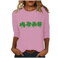 thumbnail image 5 of T-Shirt Ample à Manches Trois-Quarts et Col Rond Imprimé pour la Saint-Patrick pour Femmes, 5 of 5