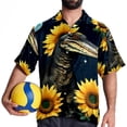 thumbnail image 4 of Crocodile Starry Sky Sunflower Men's Short Sleeve Hawaiian Beach Poplin Shirt Casual Printed Button Down Summer Unisex Shirt, 4 of 6