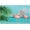 Flamingos and Blue Sea, variant on Tropical Fruit Placemats Set of 6 Table Mats Table Tableware Place Mats with Non-Slip Heat-Resistant Washable for Dining Home Kitchen Party Indoor