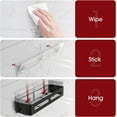 thumbnail image 5 of Shower Caddy 2 Packs, Extra Large Shower Organizer, Waterproof & Rustproof Bathroom Shower Shelves, No Drilling Adhesive Shower Caddy with 4 Removable Hooks, Black, 5 of 6