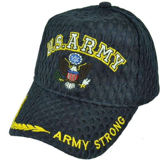 U.S Army Strong Military Breathable Navy Blue Hat Cap Adjustable Defending Troop
