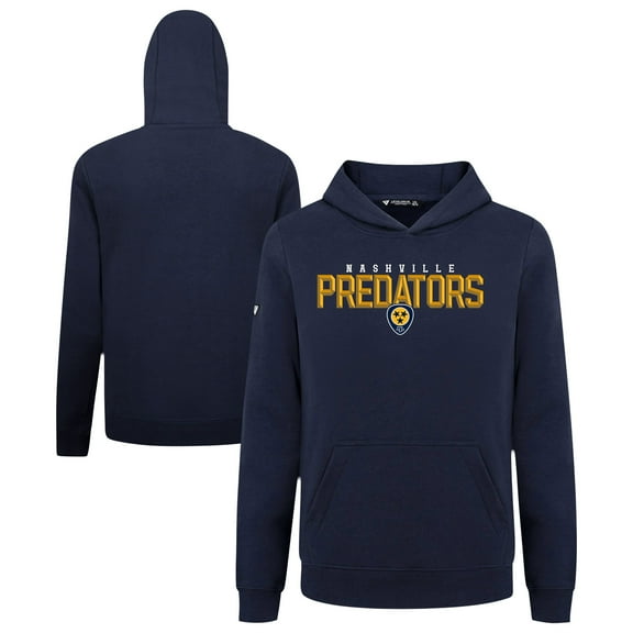 Youth Levelwear Navy Nashville Predators Podium Carve Pullover Hoodie