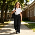thumbnail image 5 of Vividxx Girls Sweatpants Uniformss Baggy Wide Leg Sweatpants Elastic Waist Joggers Pants Preppy Clothes For Kids Classic 7-8 Years, 5 of 7