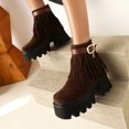 thumbnail image 4 of Autumn And Winter Thick-soled Thick High-heeled Suede Fringed Ladies Ankle Boots, 4 of 9