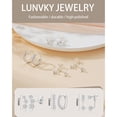 thumbnail image 4 of LUNVKY 3 Pairs 18K White Gold Plated Hoop Earrings for Women with S925 Sterling Silver Post CZ Huggie Hypoallergenic Stud Earring Sets Birthday Christmas Jewelry Gifts Teen Adult Stocking Stuffers, 4 of 6