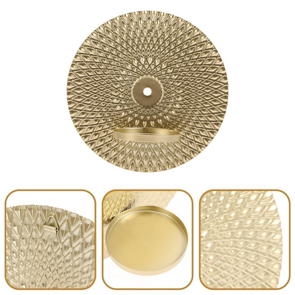 Amosfun Golden Iron Wall-Mounted Candleholder Elegant Home Decor Candle Stand for Living Room