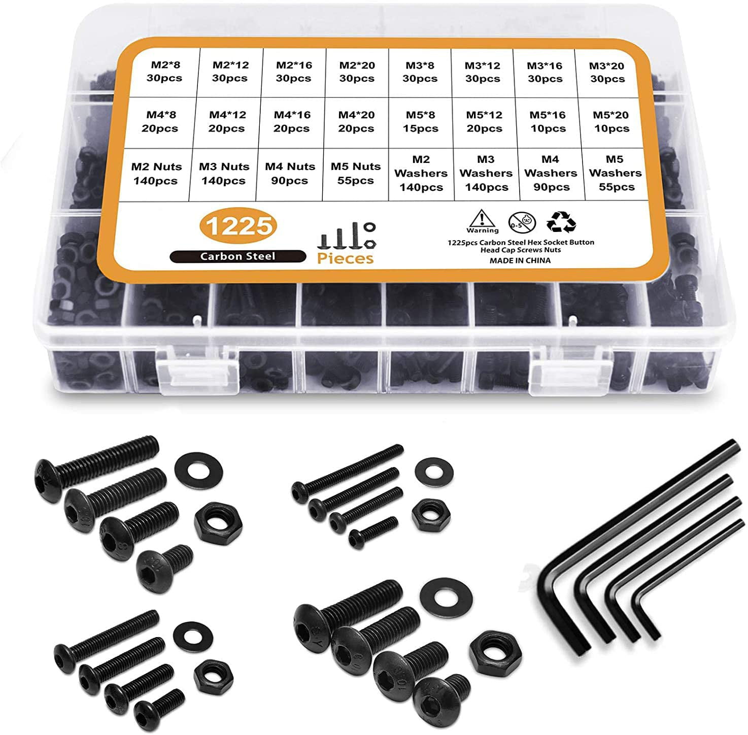 310 Pcs Allen Wrench Drive Black M3 Alloy Steel Hex Socket Head Cap Screws Nuts Assortment Kit Precise Metric Bolts and Nuts Set with Beautiful Assortment Tool Box for 3D Printed Project