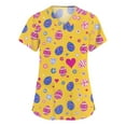 thumbnail image 2 of Fabrcox S-5XL Bunny Egg Hunt Print Holiday Scrubs for Women V Neck Short Sleeve Easter Women’s Nurse Uniforms with Pocket, 2 of 5