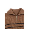 thumbnail image 3 of ABPHQTO Jersey de mujer con media cremallera y rayas marrones, 3 of 5