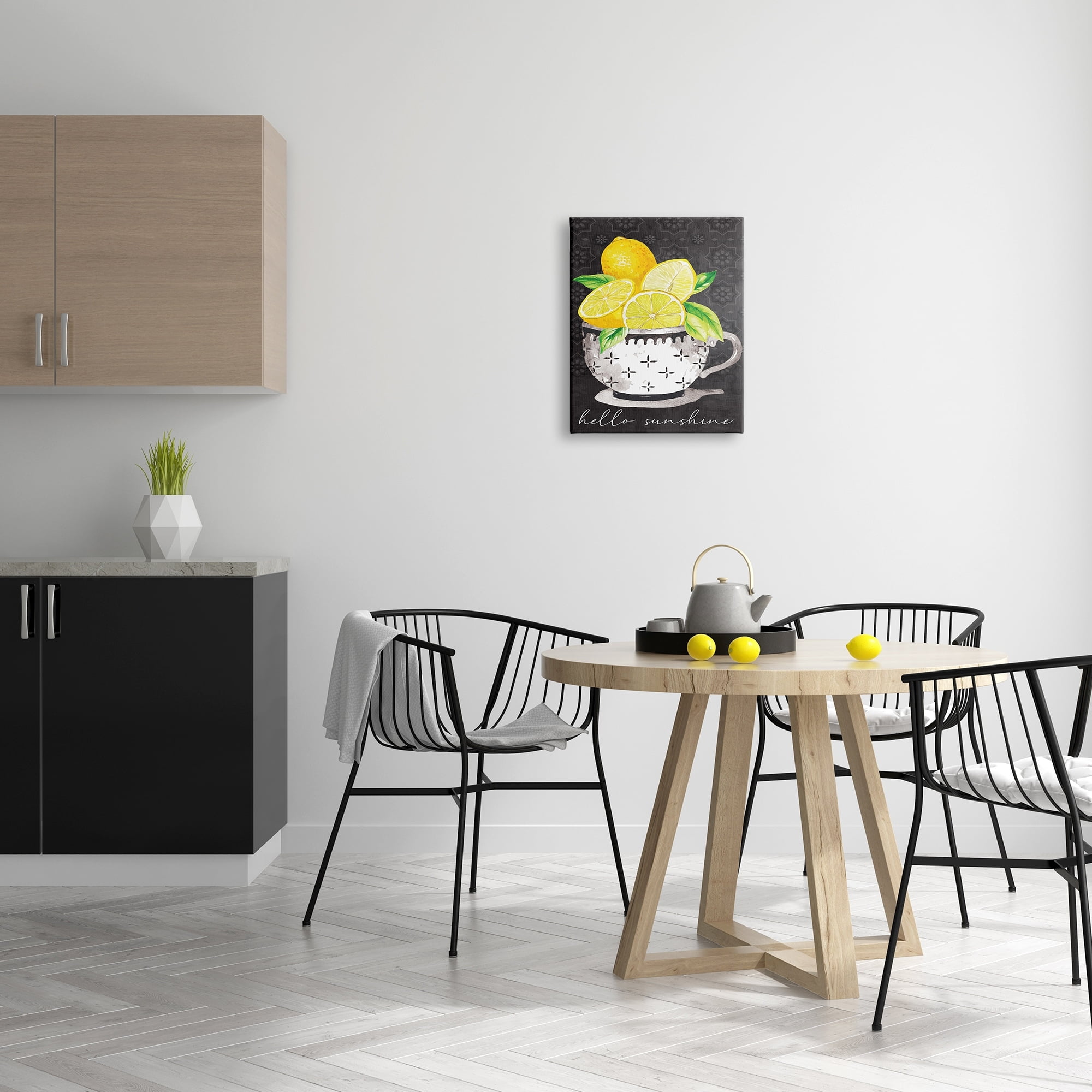 Stupell Hello Sunshine Lemons in Teacup Patterned Food & Beverage Painting Gallery Wrapped Canvas Print Wall Art