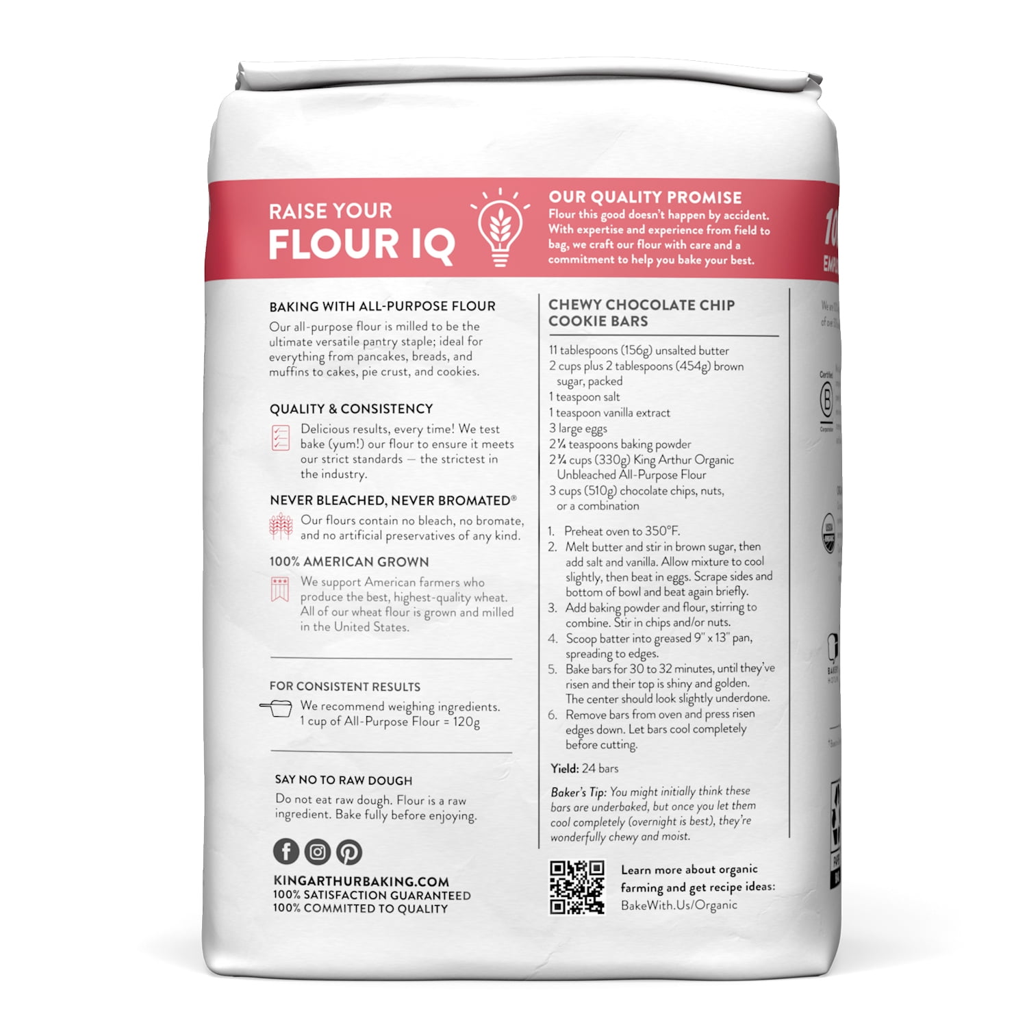 (6 pack) King Arthur Baking Company USDA Organic, Non-GMO Project Verified Unbleached All-Purpose Flour, 5 lb Bag