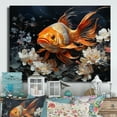 thumbnail image 2 of Designart "Golden Carp Asian Glowing I" Animals Metal Art Living Room, 2 of 5