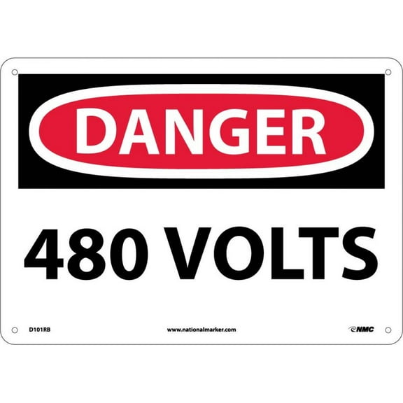 NMC Signs D101Rb, Danger 440 Volts Sign, 10 X 14, Rigid Plastic .050
