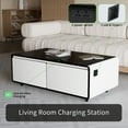 thumbnail image 4 of Livtab Smart Coffee Table with Built-in Fridge, Bluetooth Speakers, Wireless Charging, USB Ports and Outlets, Panel, LED Lights for Living Room, White, 4 of 11