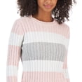 thumbnail image 2 of Tommy Hilfiger Women's Flag Logo Colorblocked Cotton Cable Knit Sweater Pink Size Small, 2 of 3