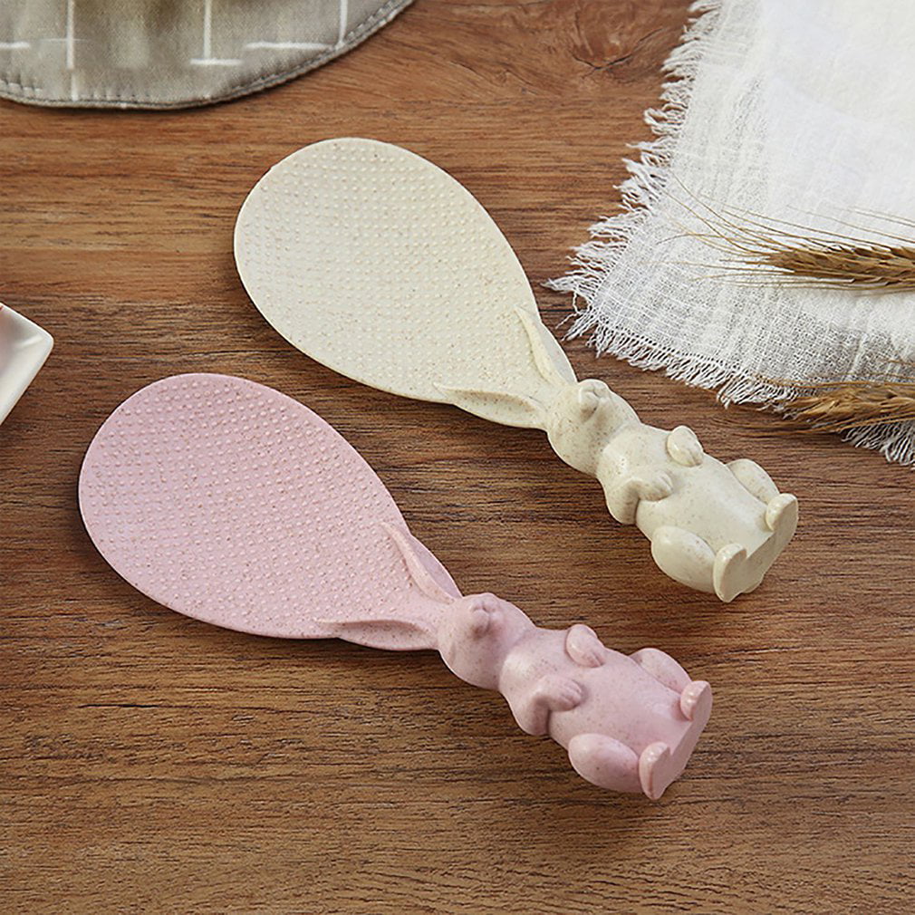 AgoHike Kitchen Supplies Plastic Cute Rabbit Shape Non Stick Rice Paddle Spoon 