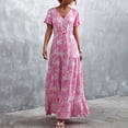 thumbnail image 2 of EQWLJWE Robes pour Femmes Robes pour Femmes 2023 Mode Femmes Décontractée Col en V Imprimé Manches Courtes Robe à Lacets avec Boutons Jupe, 2 of 7
