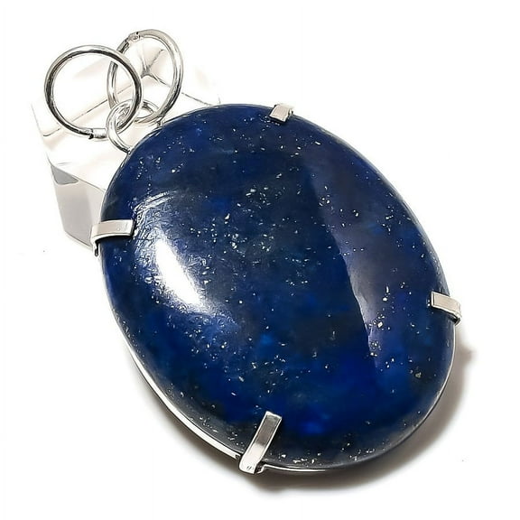 Natural Lapis Lazuli Gemstone Handmade 925 Sterling Silver Pendant 2.29"