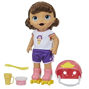 Baby Alive Roller Skate Baby Doll with Brown Hair, 12 Inch Doll, Only at Walmart