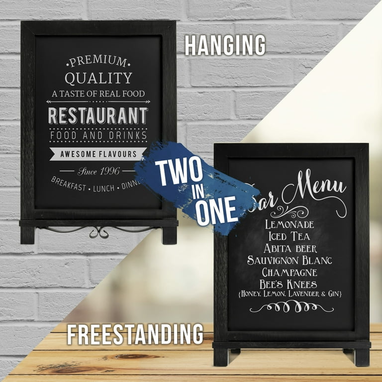 HBCY Creations Wooden Tabletop Chalkboard with Legs/Vintage Wedding Table  Sign/Small Kitchen Countertop Memo Board/Antique Wooden Frame (12 x 17)  (Black) 