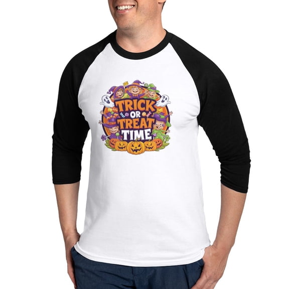 CafePress - Trick Or Treat Time Halloween Design - Cotton Baseball Jersey, 3/4 Raglan Sleeve Shirt