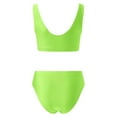 thumbnail image 6 of MIXUE Swim Suits for Women Summer Solid Color Strappy Square Collar Seamless Bra And Panty Set Sports Two Piece Tankini Beachwear,Green,M, 6 of 6