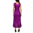 thumbnail image 4 of INSPIRE CHIC Women's Dress V Neck Sleeveless Ruffled Wrap Knot Waist Cocktail Party Maxi Dress S Purple, 4 of 7