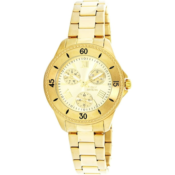 Invicta Invicta Women's 21683 Angel Quartz Chronograph 3 Hand Gold Dial Watch