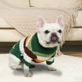 thumbnail image 5 of Classic Turtleneck Knitted Striped Dog Sweater, Warm Soft for Winter Christmas, Small/Medium Dogs & Cats - Green, Medium, 5 of 7