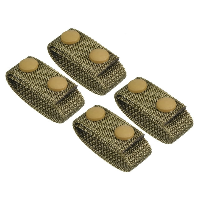 Unique Bargains Belt Keeper, Nylon Webbing Loop Holder with Double Snaps Belt Security Fixing, Khaki 4 Pack