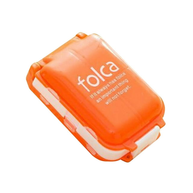 EeaseCA Double Layer 8 Compartments Pill Box Portable Plastic Pills Medicine Storage Case Box Container (Orange)