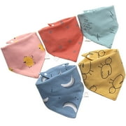 5 Pcs/Lot Baby Bandana Bibs Scarf Burp Cloths Saliva for Newborn Infant Toddler Boys Girls Kids Cartoon Triangle Cotton Bib Pumpkin Moon