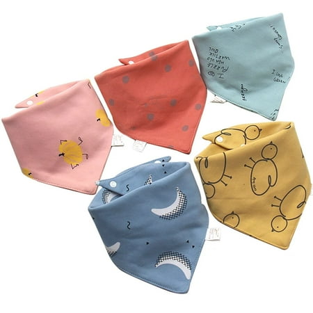 5 Pcs/Lot Baby Bandana Bibs Scarf Burp Cloths Saliva for Newborn Infant Toddler Boys Girls Kids Cartoon Triangle Cotton Bib Pumpkin Moon