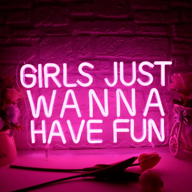 Letrero decorativo LED Dracey Girls Just Wanna Have Fun, 21 x 38 cm