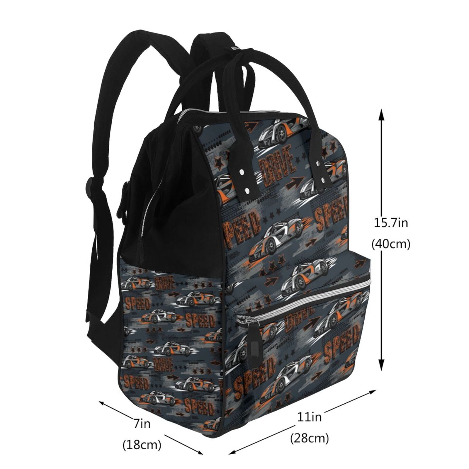 Fuzoiu Cool Sports Car Print Diaper Bag Backpack,Baby Essentials Travel Tote,Multi function Waterproof Diaper Bag, Travel Essentials Baby Bag - Unisex