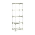 thumbnail image 6 of DecMode 22" x 70" Silver Metal Cube Shaped 4-Tier Shelving Unit with Clear Glass Top and Acrylic Legs, 1-Piece, 6 of 13
